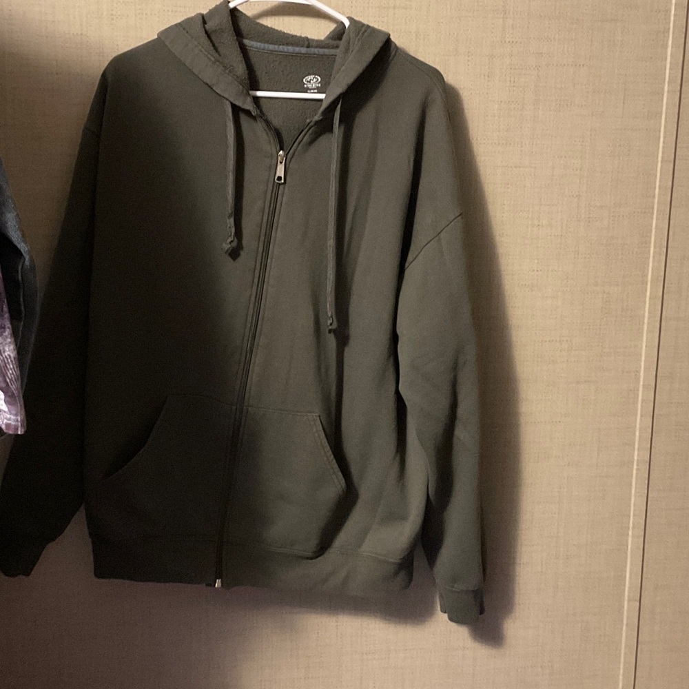 Athletic Works Men's Dark Green Zip-Up Sweater
